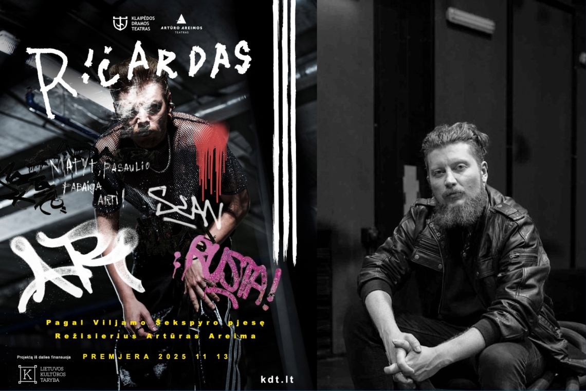 Pa kreisi: izrādes "Ričards III" reklāmas attēls; pa labi: režisors Arturs Areima