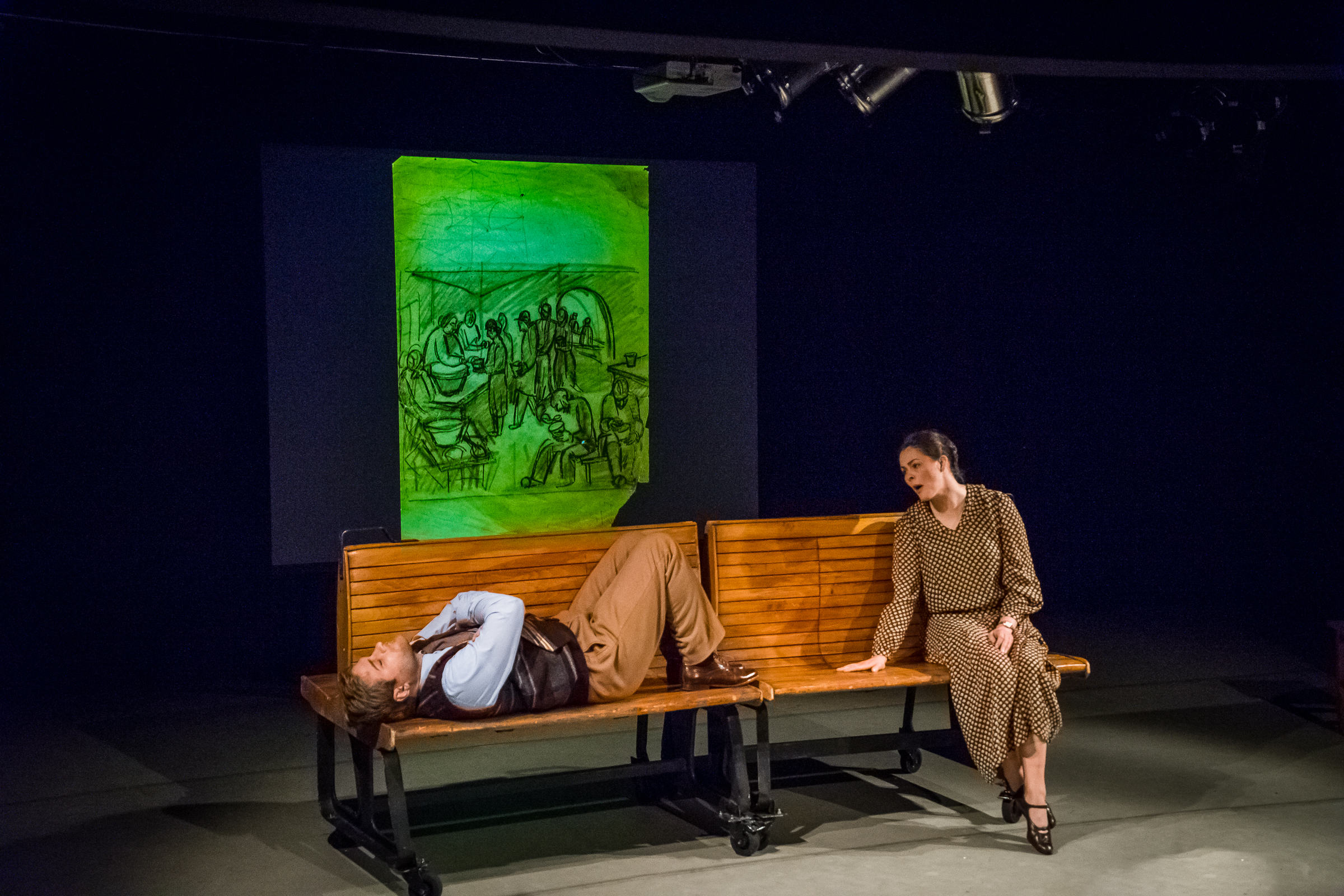 Skats no izrādes "Meistars un Aleksandra" // Foto – Mārīte Meļņika