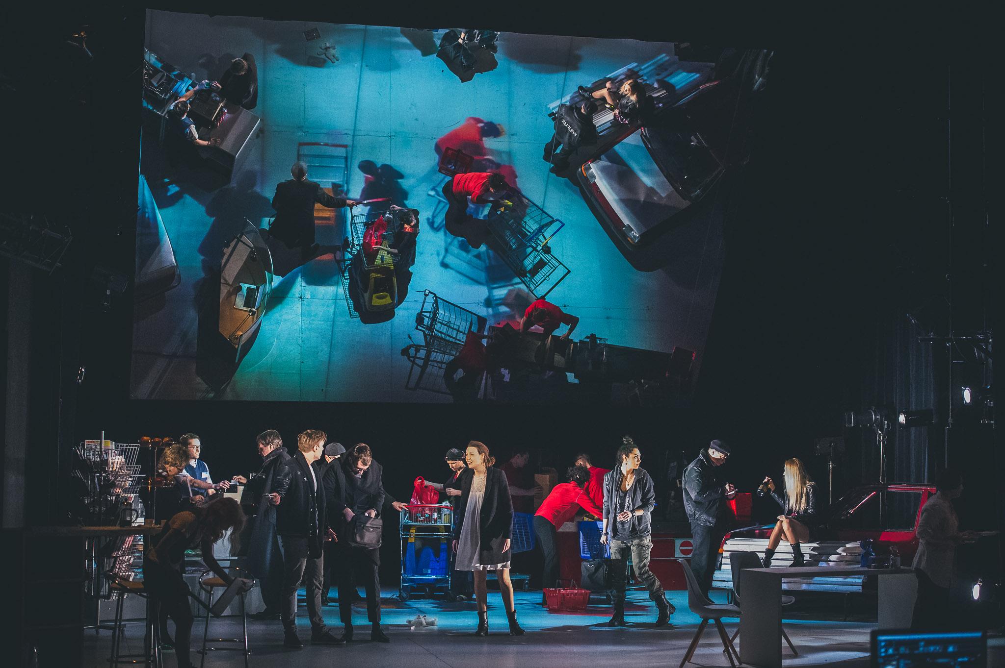 Skats no izrādes "Mūsu pilsētiņa" // Foto – Edgars Pohevičs