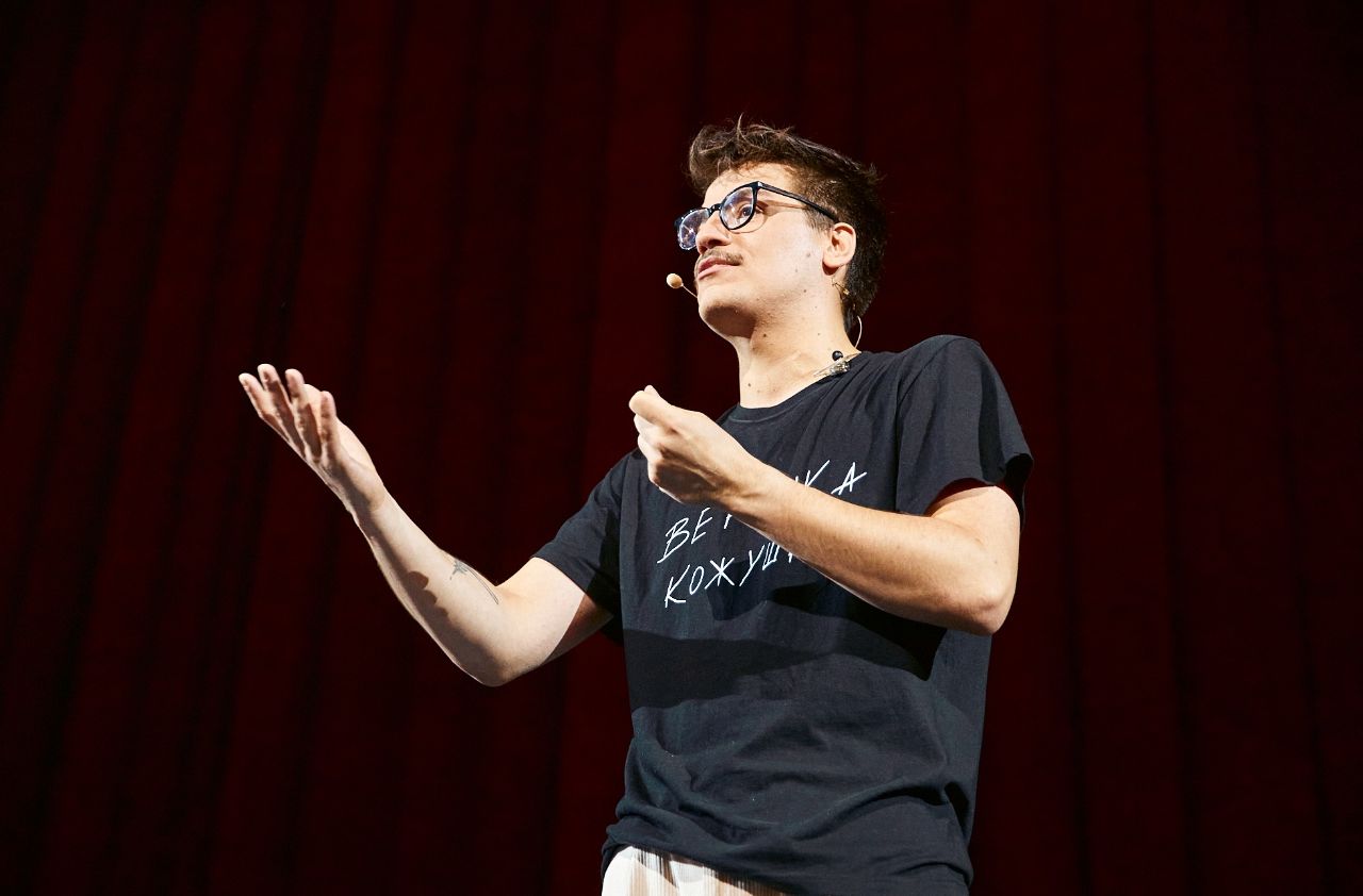 Ukraiņu režisora Oleksandra Homenko uzstāšanās // Publicitātes foto