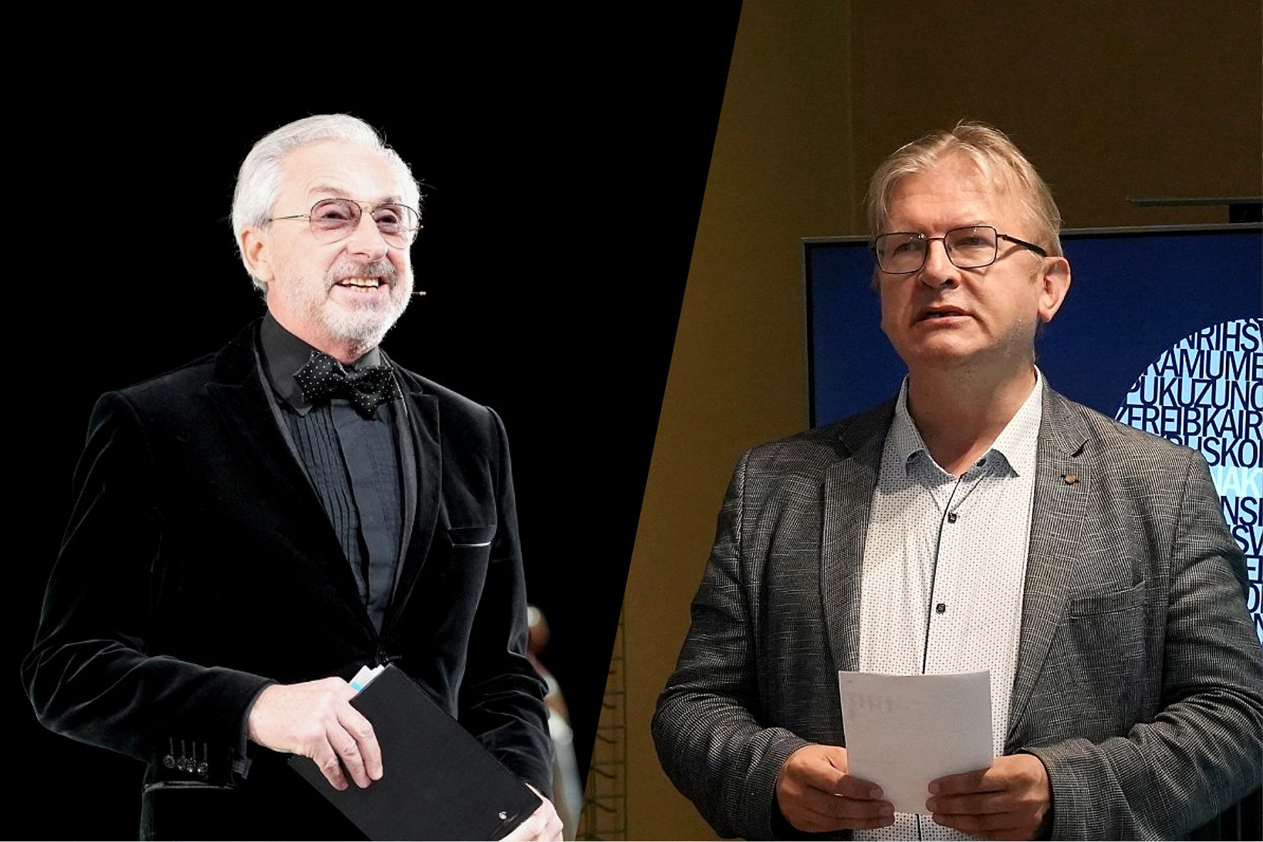 LTDS valdes priekšsēdētājs Ojārs Rubenis; teātra kritiķis, žurnālists un "Spēlmaņu nakts" 2026/2027 žūrijas komisijas priekšsēdētājs Atis Rozentāls // LTDS publicitātes foto